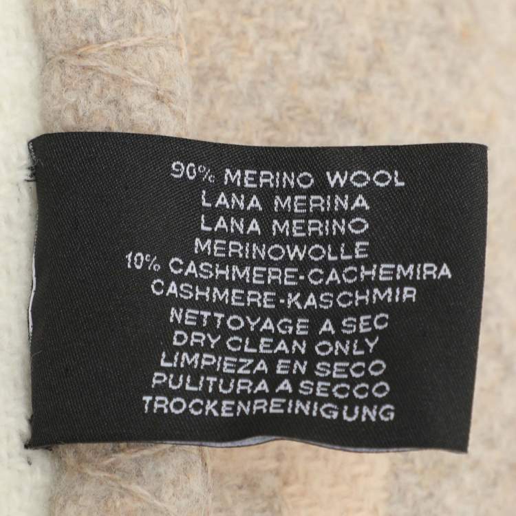 Pre Owned Hermès Beige Merino Wool and Cashmere Avalon Throw Blanket