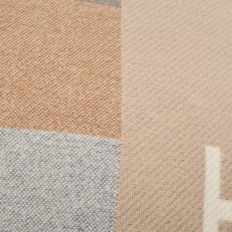 Pre Owned Hermès Beige Wool H Casaque Pillow