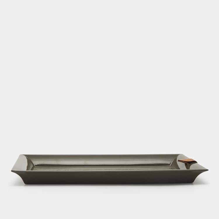 Pre Owned Hermes Etoupe Lacquer Rectangular Change Tray