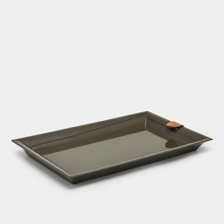 Pre Owned Hermes Etoupe Lacquer Rectangular Change Tray