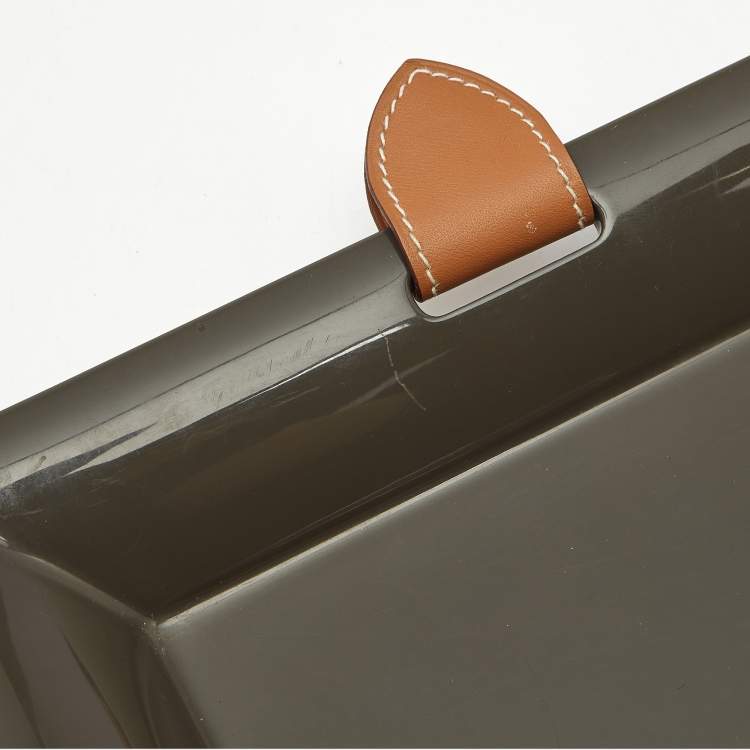 Pre Owned Hermes Etoupe Lacquer Rectangular Change Tray