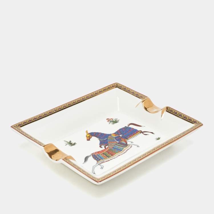 Pre Owned Hermès White Cheval Porcelain Ashtray