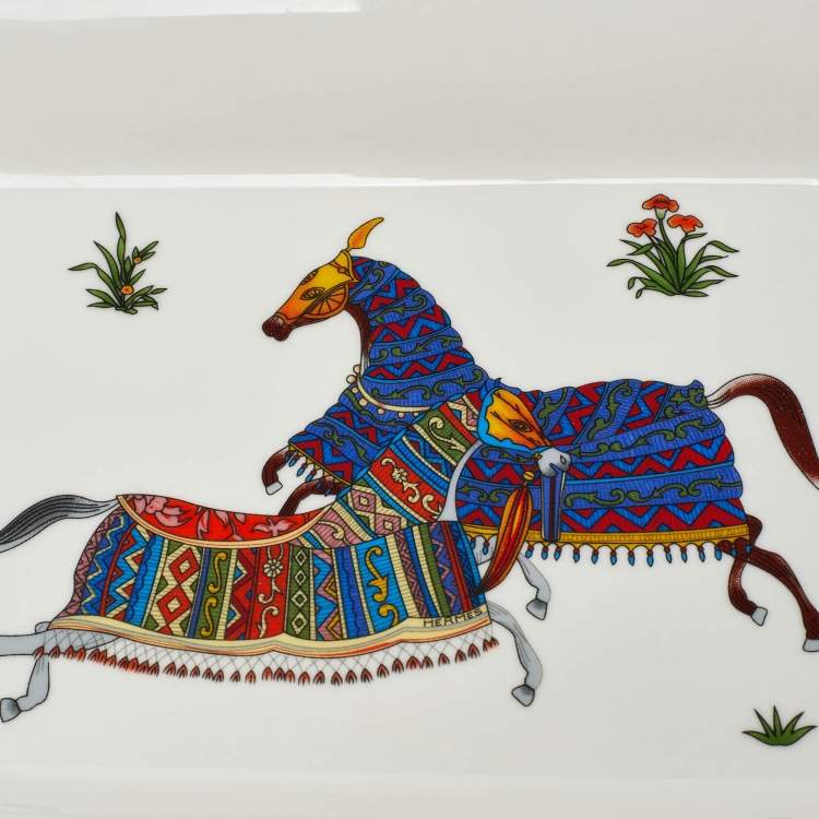 Pre Owned Hermès White Cheval Porcelain Ashtray