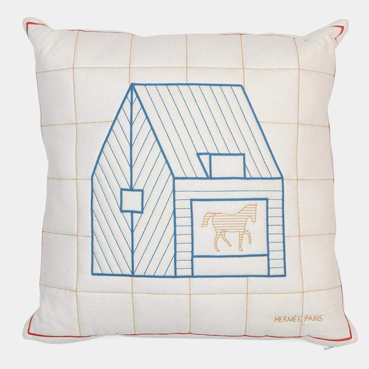 Pre Owned Hermes Bag Cushion Blue Bread Size 43X43