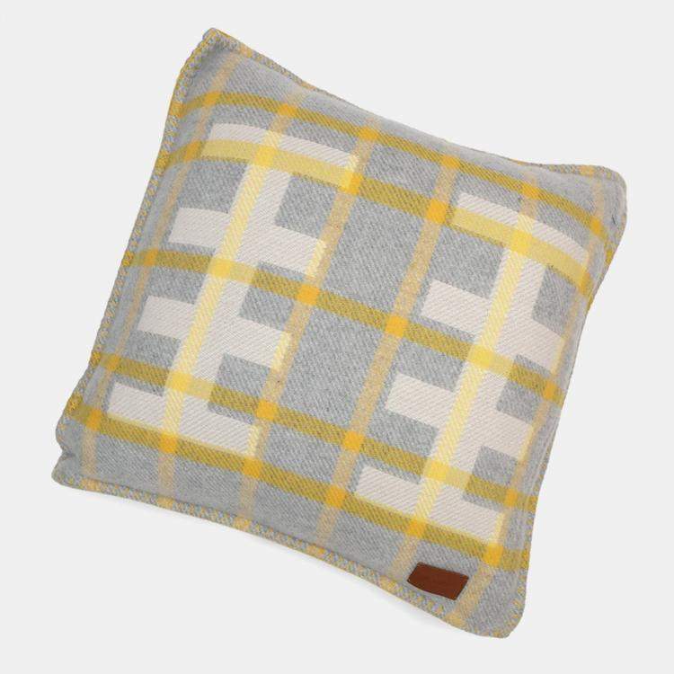 Pre Owned Hermes Echelle Cushion Gri-Suri Wool 100%