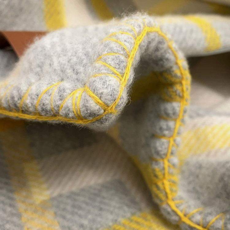 Pre Owned Hermes Echelle Cushion Gri-Suri Wool 100%