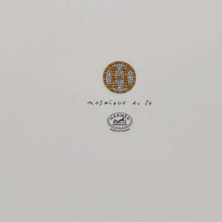 Pre Owned Hermes porcelain Mosaïque au 24 Gold Tart Platter