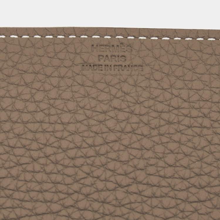Pre Owned Hermes Etoupe Clemence Leather Mises et Relances Tray