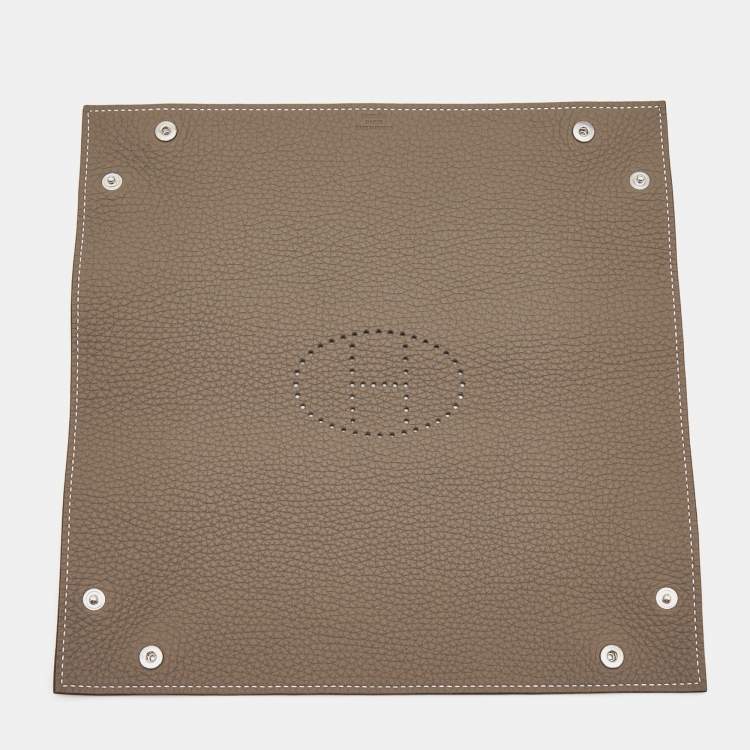 Pre Owned Hermes Etoupe Clemence Leather Mises et Relances Tray