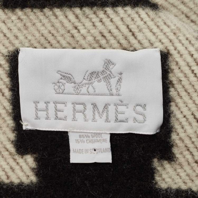 Pre Owned Hermes Black Cashmere & Wool Avalon III Blanket