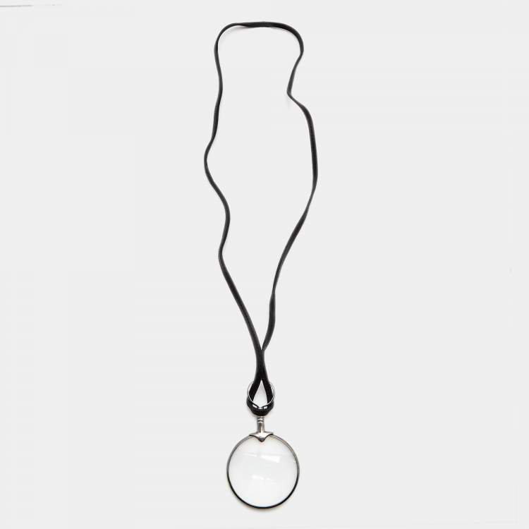 Pre Owned Hermes Leather Sterling Silver Magnifying Glass