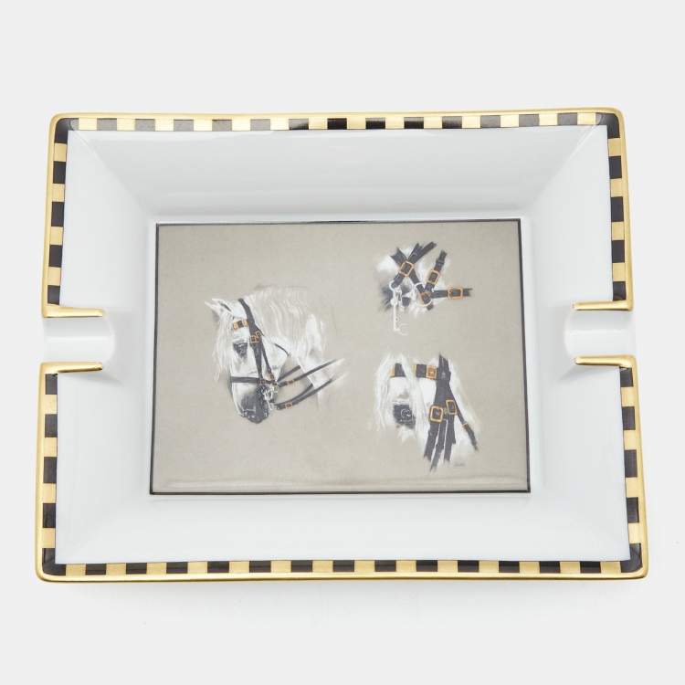 Pre Owned Hermès  Porcelain Horse Heads Ashtray