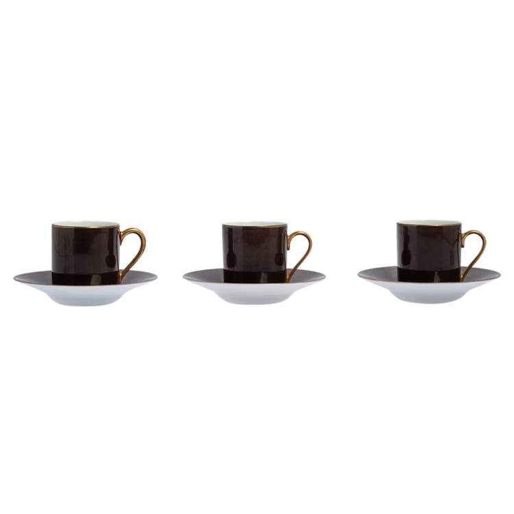 Pre Owned Louis Vuitton Porcelain Espresso Cup & Saucer Set Of Three