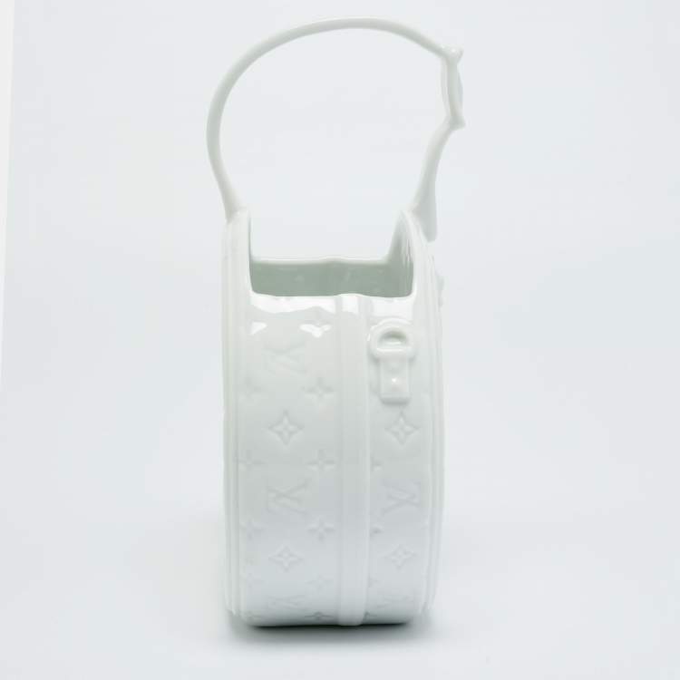 Pre Owned Louis Vuitton Petite Boite Chapeau Vase White Monogram Porcelain