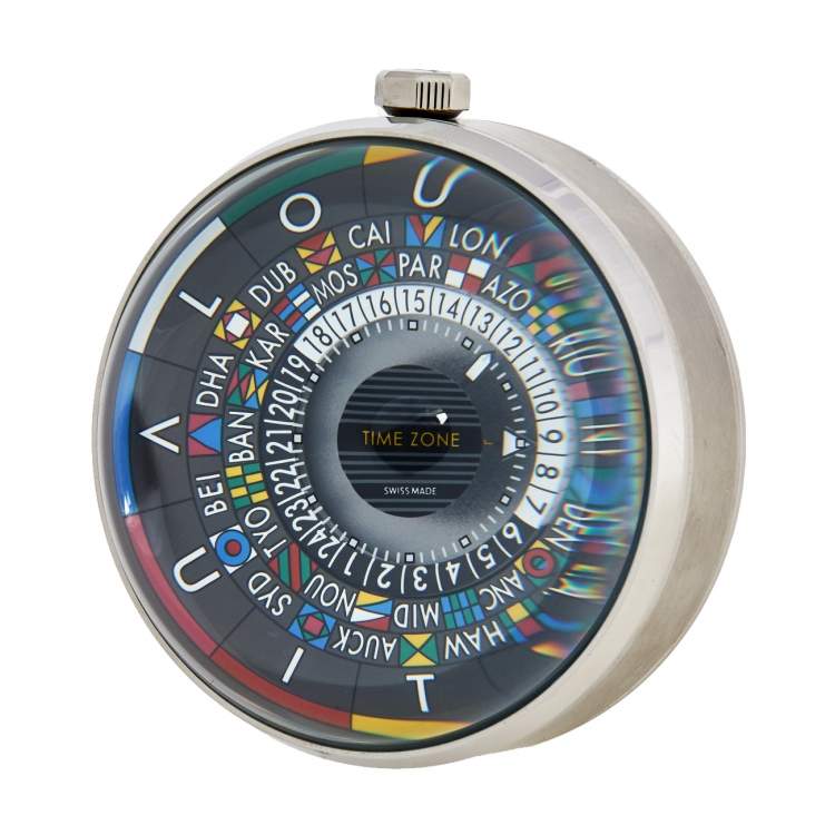 Louis Vuitton Grey Stainless Steel Time Zone Table Clock Q5Q000 Louis  Vuitton