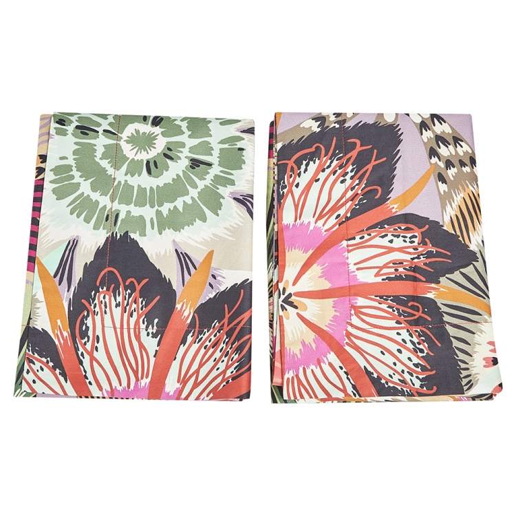 Pre Owned Missoni Home Multicolored Printed Cotton Olga Lumbar Pillow Case Set