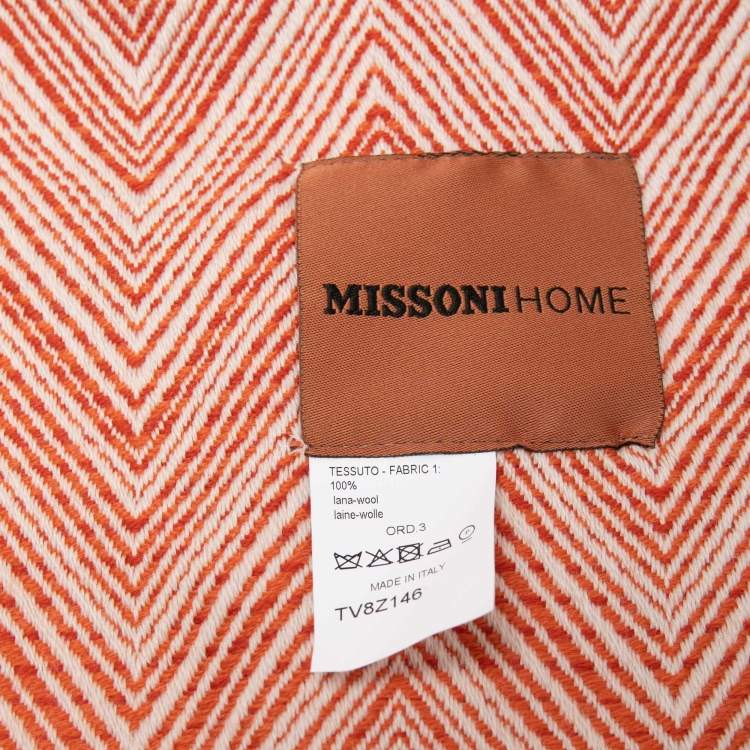 Pre Owned Missoni Home Orange Zig-Zag Patterned Wool Timmy Fringed Throw
