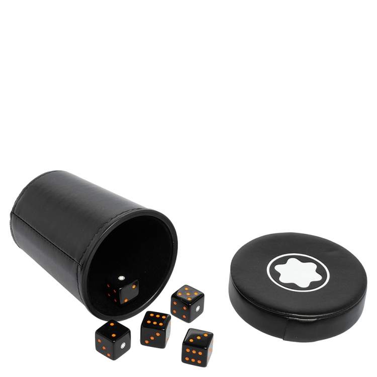 Pre Owned Montblanc Black Leather Meisterstuck Dice Cup Set