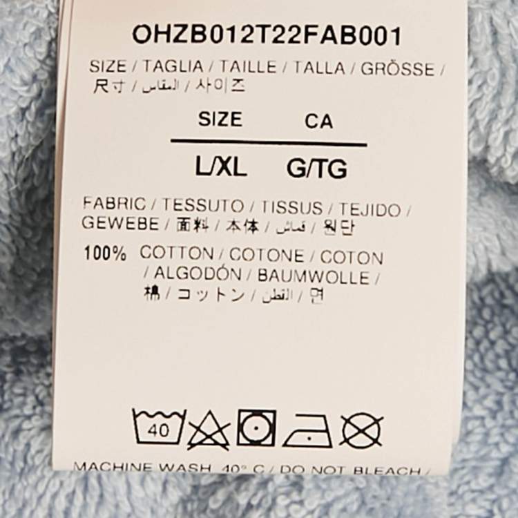 Pre Owned Off-White Home Baby Blue Arrow Leaves Logo Embroidered Terry Bathrobe L/XL