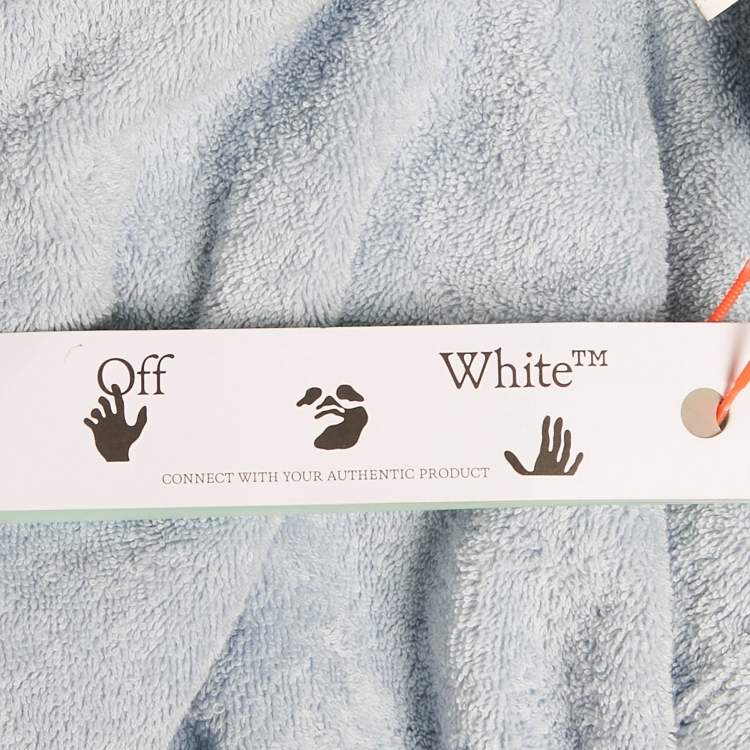 Pre Owned Off-White Home Baby Blue Arrow Leaves Logo Embroidered Terry Bathrobe L/XL
