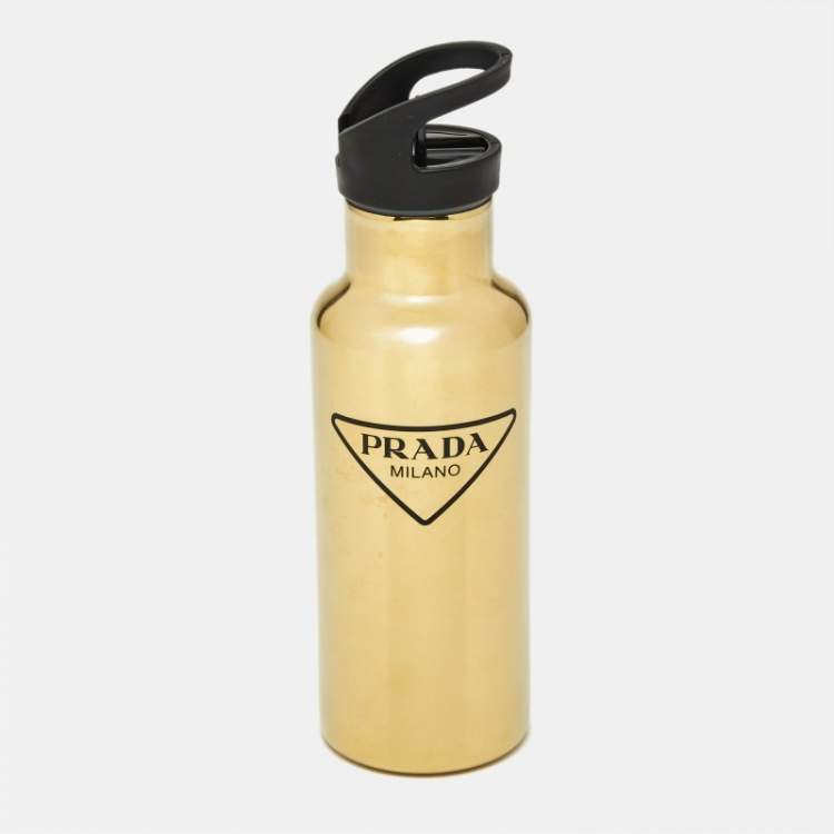 Pre Owned Prada Gold Tone Metal Thermal Water Bottle