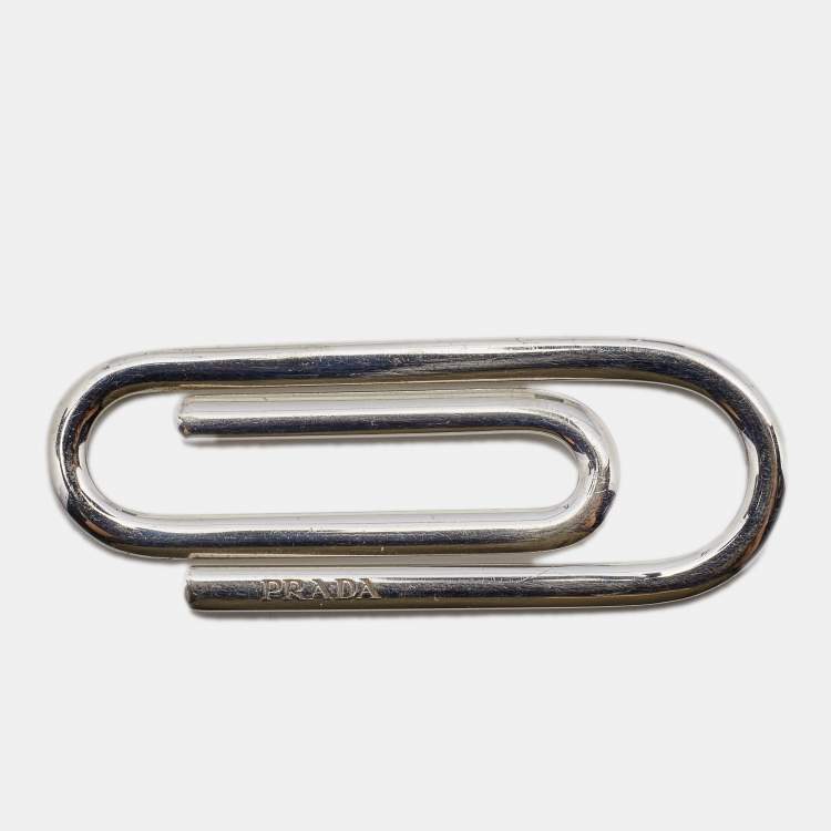 Pre Owned Prada Sterling Silver Paperclip Motif Money Clip