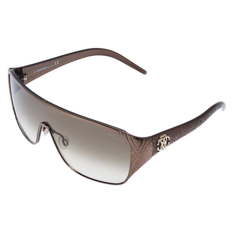 Pre Owned Roberto Cavalli Gold/Brown Gradient Icario Shield Unisex Sunglasses