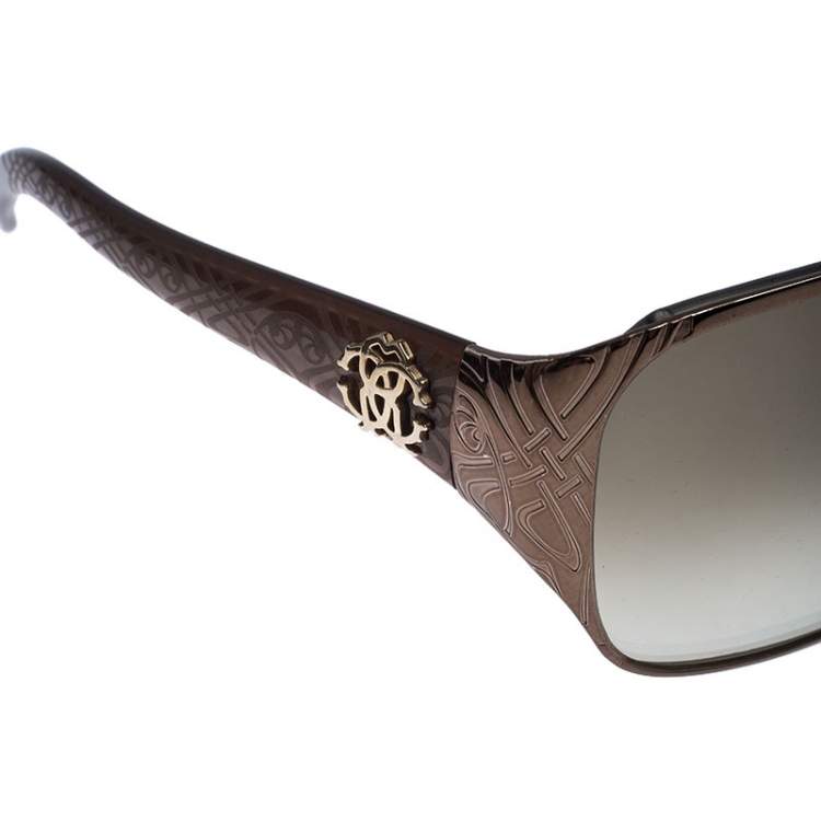 Pre Owned Roberto Cavalli Gold/Brown Gradient Icario Shield Unisex Sunglasses