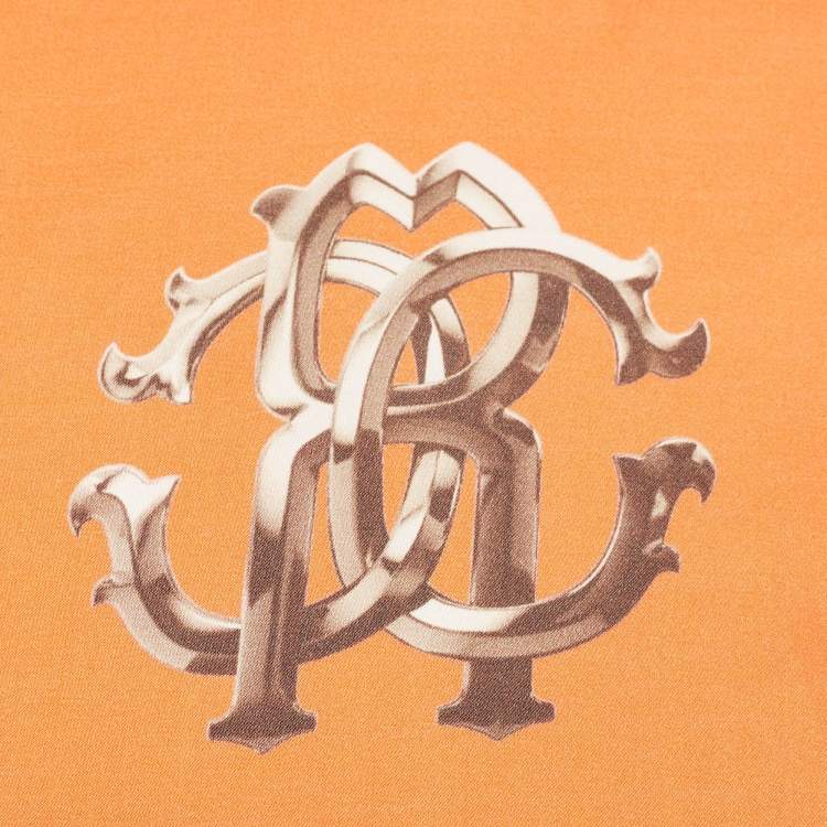 Pre Owned Roberto Cavalli Orange/Brown Leopard Print Satin Silk Cushion 59cm x 59cm