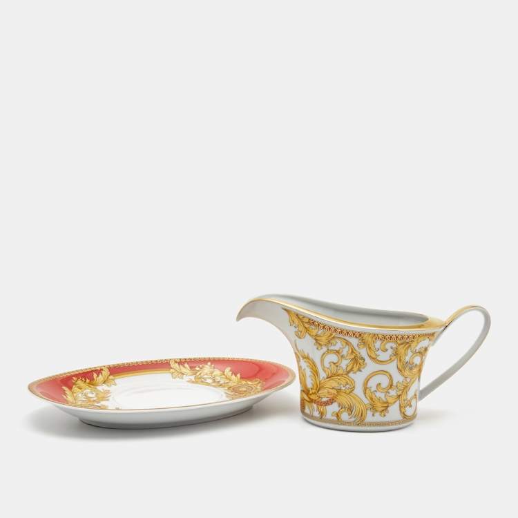 Pre Owned Rosenthal Meets Versace Asian Dream Sauce Boat with Saucer 