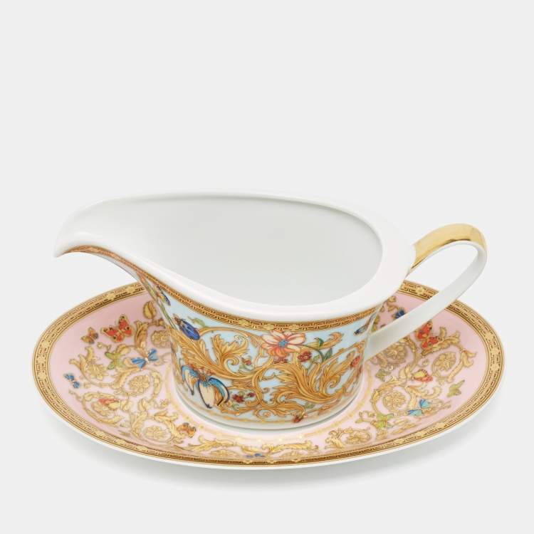Pre Owned Rosenthal Meets Versace Le jardin de Versace Sauce Boat with Saucer