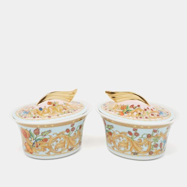 Pre Owned Rosenthal Meets Versace Le jardin de Versace Covered Sugar Bowl Set of 2