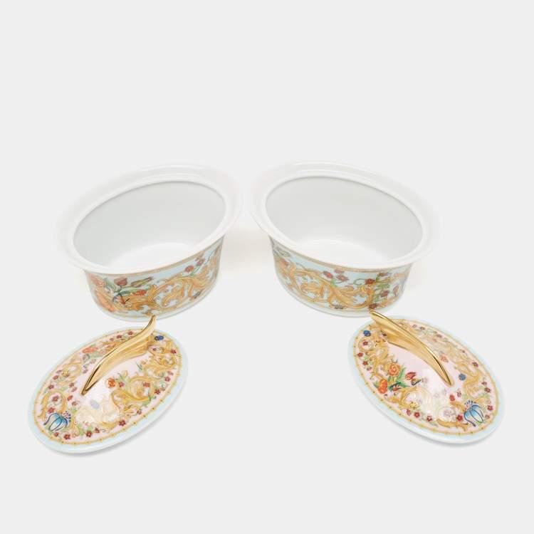 Pre Owned Rosenthal Meets Versace Le jardin de Versace Covered Sugar Bowl Set of 2