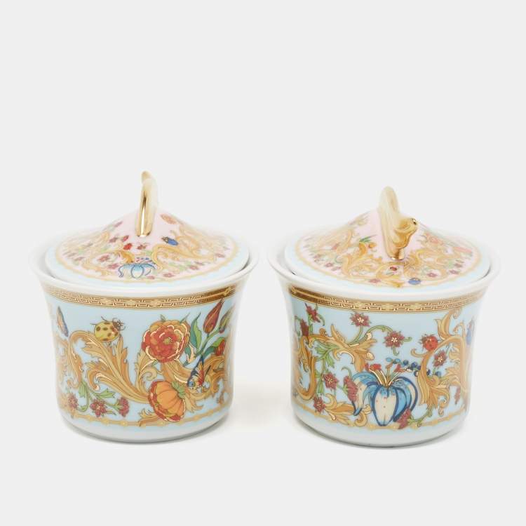 Pre Owned Rosenthal Meets Versace Le jardin de Versace Covered Sugar Bowl Set of 2