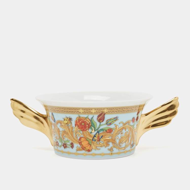 Pre Owned Rosenthal Meets Versace Le jardin de Versace Creamsoup Cup with Saucer Set of 2
