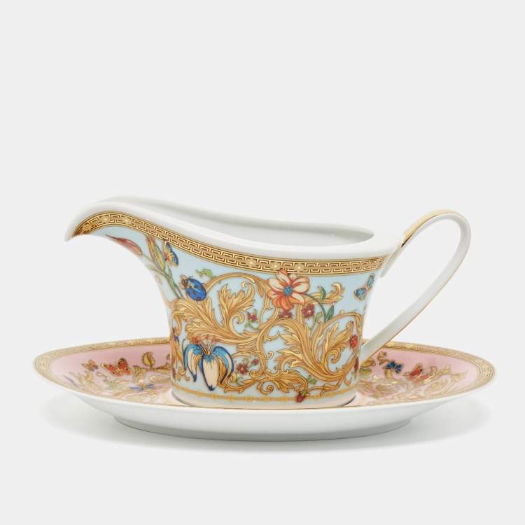 Pre Owned Rosenthal Meets Versace Le jardin de Versace Sauce Boat with Saucer