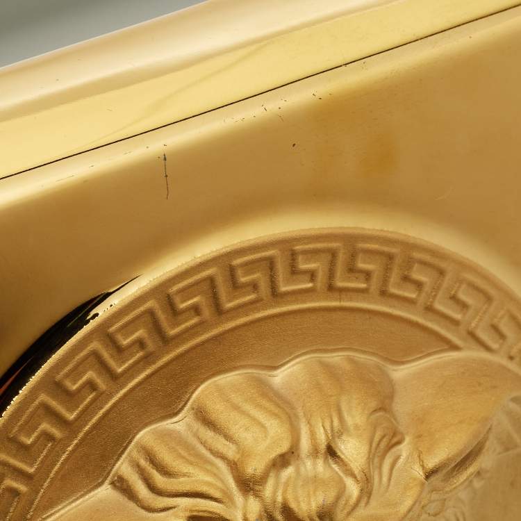 Pre Owned Rosenthal Meets Versace Gold Medusa Vanity Vase