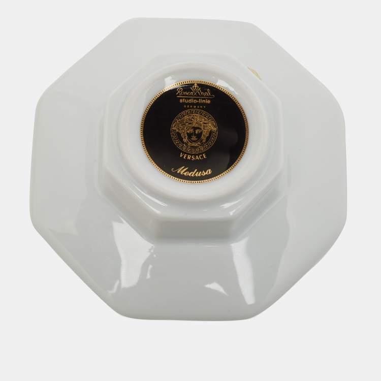 Pre Owned Rosenthal Meets Versace Porcelain Medusa Candle Holders Set of 2