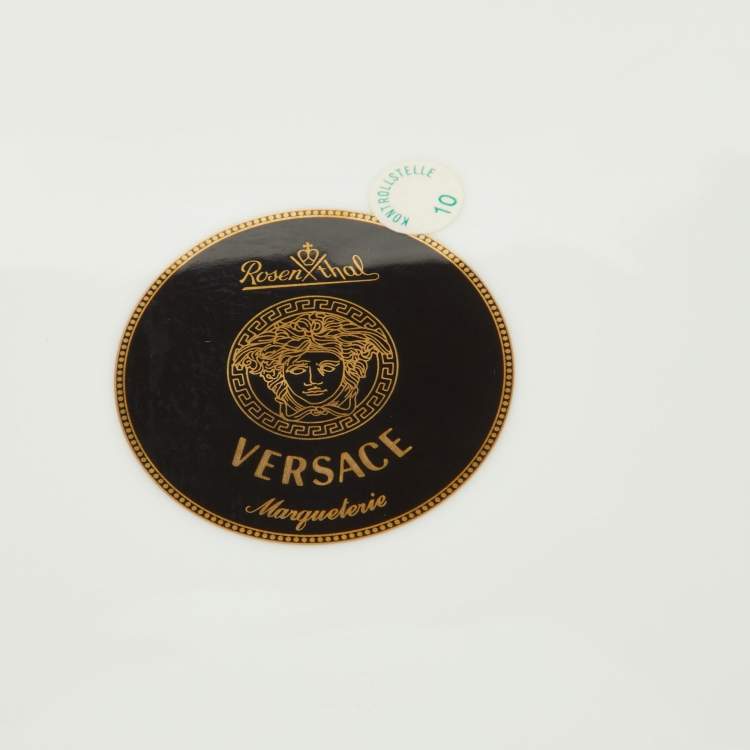 Pre Owned Rosenthal Meets Versace White & Black Printed Porcelain Square Dish