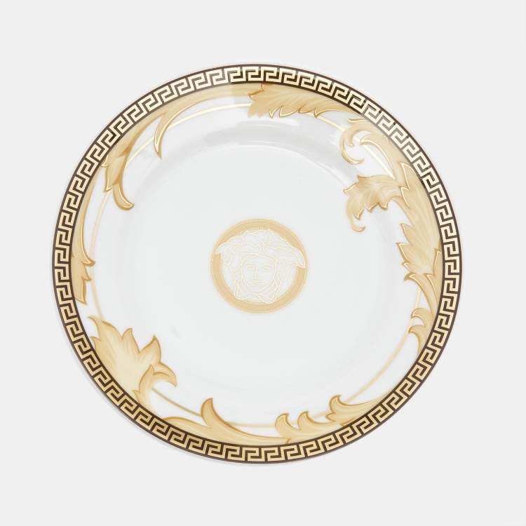 Pre Owned Rosenthal Meets Versace Arabesque Champagne Canape Plates Set of 2