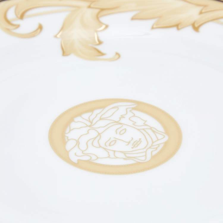 Pre Owned Rosenthal Meets Versace Arabesque Champagne Canape Plates Set of 2
