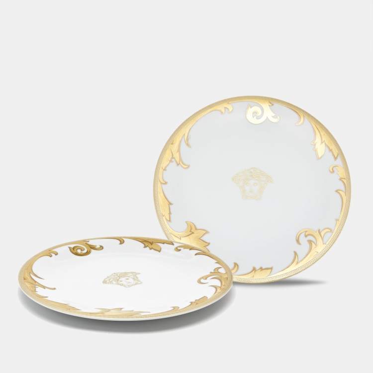 Pre Owned Rosenthal Meets Versace Arabesque Champagne Service Plate Set of 2
