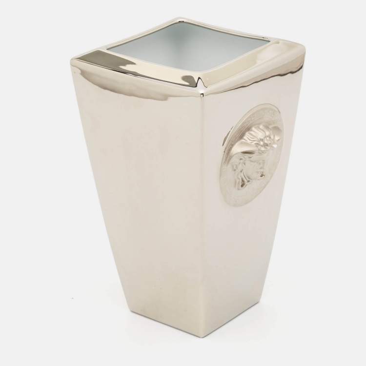 Pre Owned Rosenthal Meets Versace Platinum Medusa Vanity Vase