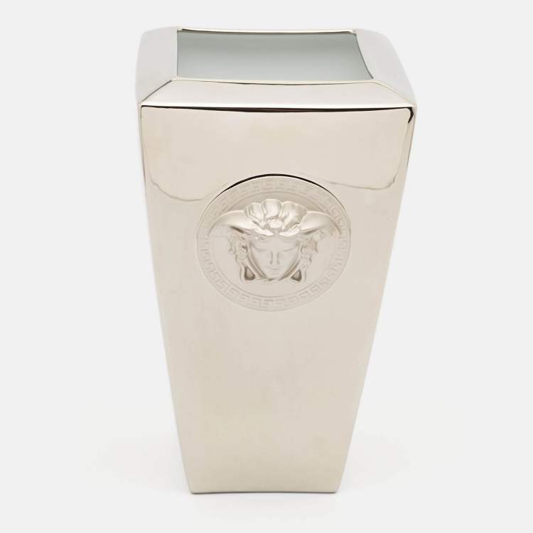 Pre Owned Rosenthal Meets Versace Platinum Medusa Vanity Vase