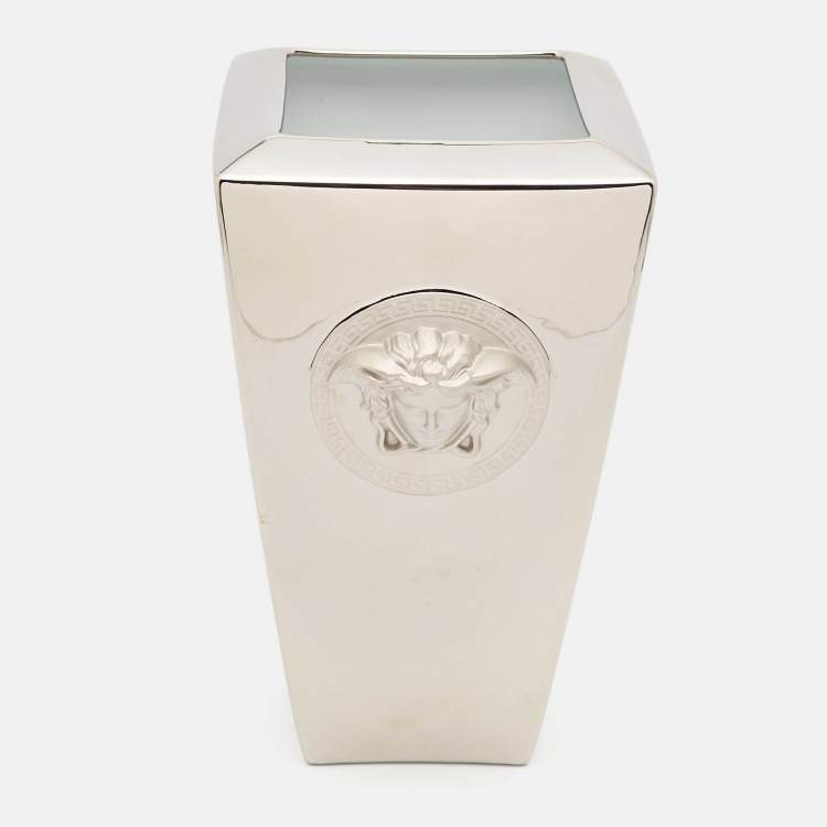 Pre Owned Rosenthal Meets Versace Platinum Medusa Vanity Vase