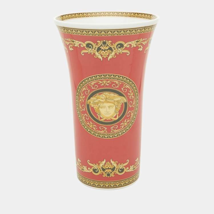 Pre Owned Rosenthal Meets Versace Medusa Red Porcelain Vase