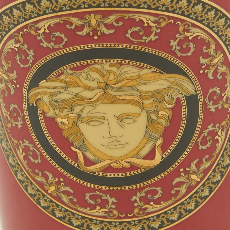 Pre Owned Rosenthal Meets Versace Medusa Red Porcelain Vase