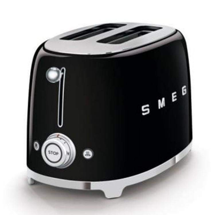 Pre Owned Smeg 50's Retro Style Aesthetic 2 Slice Toaster, Black (Available for UAE Customers Only)