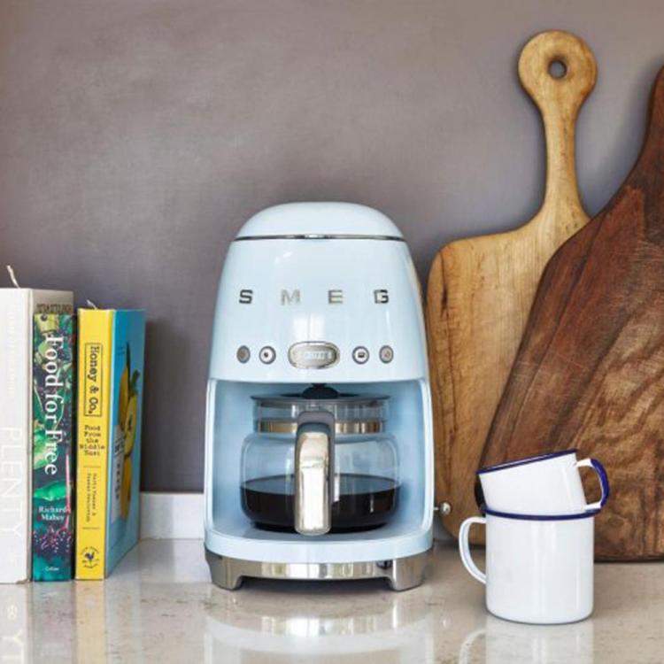 Pre Owned Smeg 50'S Retro Style Aesthetic Drip Filter Coffee Machine, Pastel Blue (Available for UAE Customers Only)