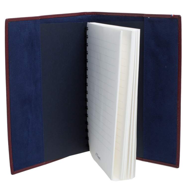 Pre Owned S.T.Dupont Burgundy Leather Line D A5 Cover and Notebook